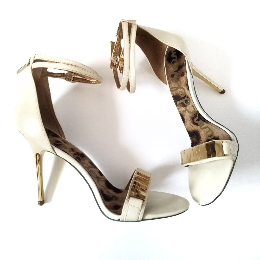 Sam Edelman Cream and Gold Allie Heels